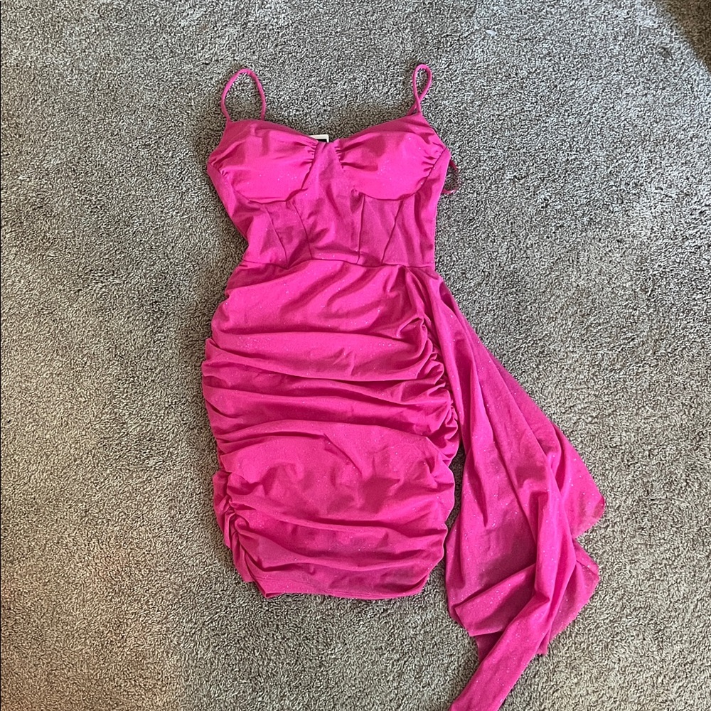 M Homecoming Pink Sparkly Tight Mini Dress
